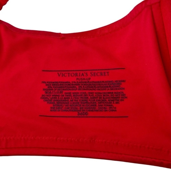 VICTORIA’S SECRET Push-Up bra Plunge Padded Underwire Red Size 36DD/36E - Picture 11 of 11